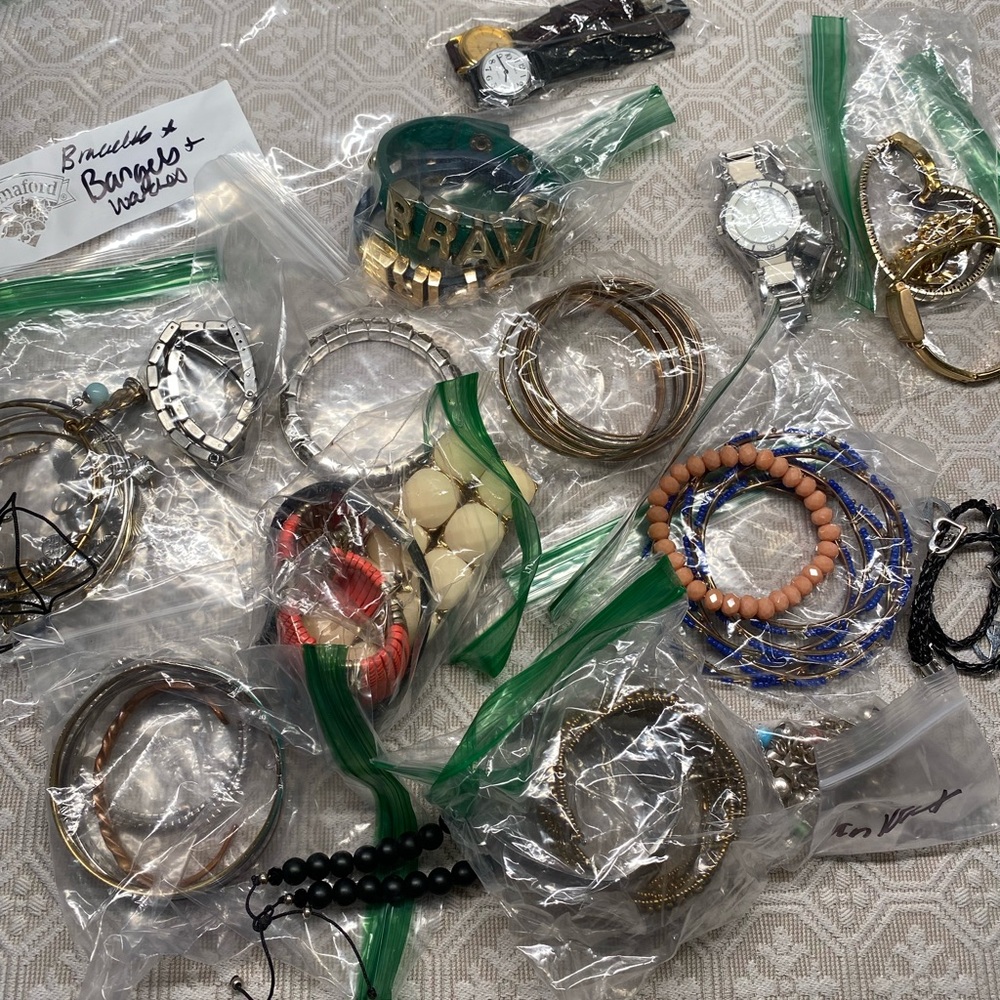 Bangles, bracelets and watches jewelry lot.
